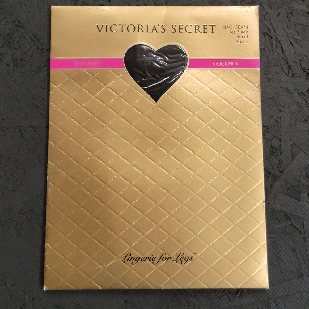 VICTORIA'S SECRET ♡ NEW in Package Vintage Jet Black Backseam Lingerie for Legs